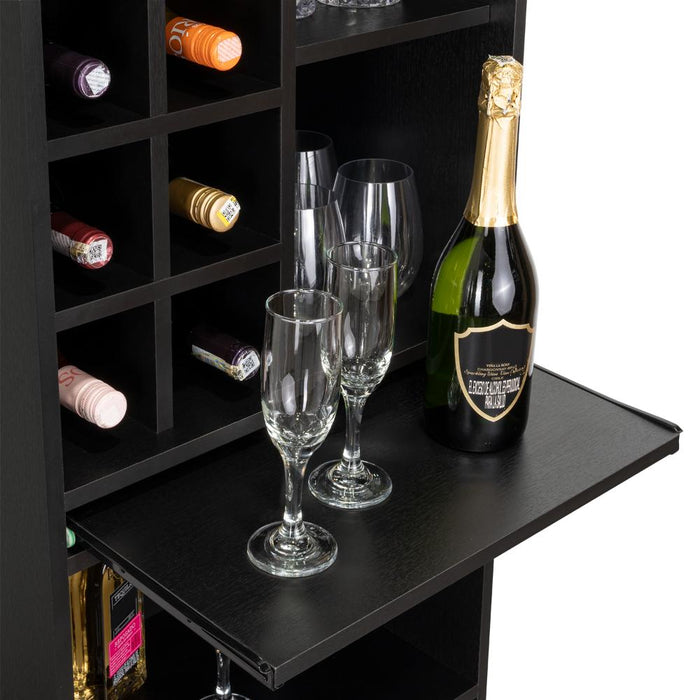 Bar Celeste, Wengue, con Espacio Para Organizar Botellas de Vino y Copas