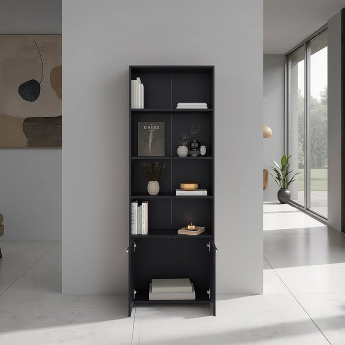 Biblioteca Milán, Wengue, con Dos Puertas Abatibles y Cuatro Entrepaños