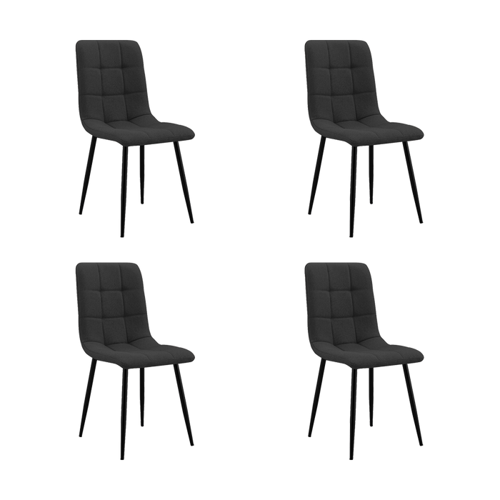 Set de 4 Sillas Flex, Color Negro, Con espaldar y diseño Moderno
