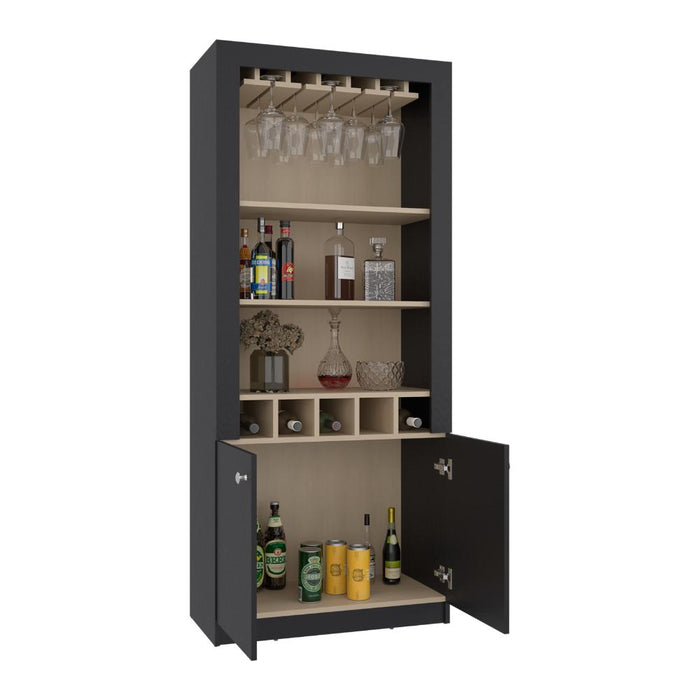 Bar Tonny, Wengue y Cartagena, con Espacio Superior Para Almacenar Copas de Vino ZF