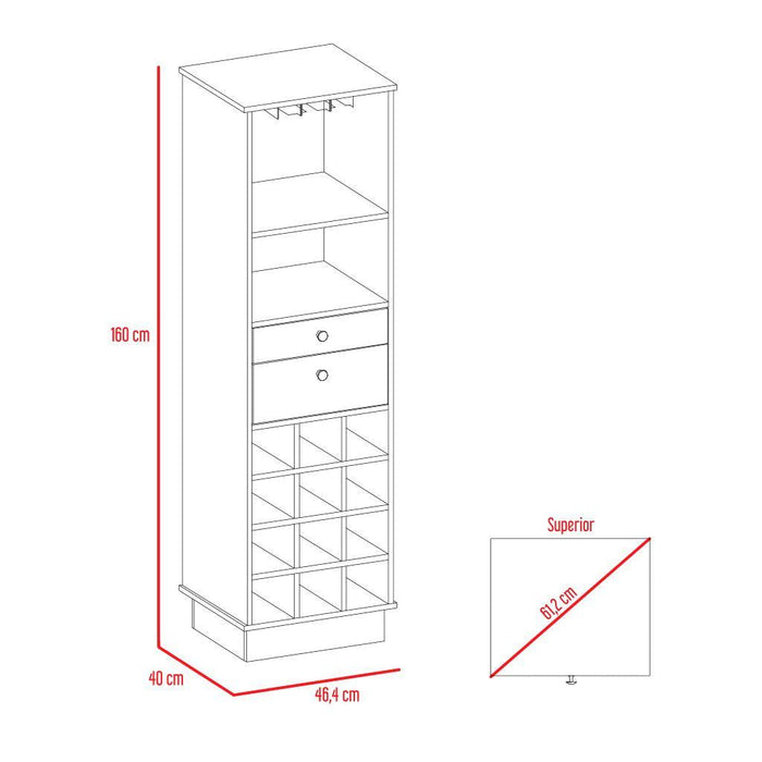 Bar Clasic, Wengue y Cobre, con Espacio Para Botellas y Porta Copas