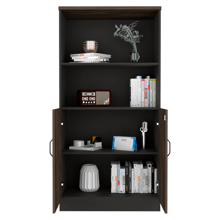 Biblioteca Concept, Wengue y Chocolate, con Variedad de Entrepaños