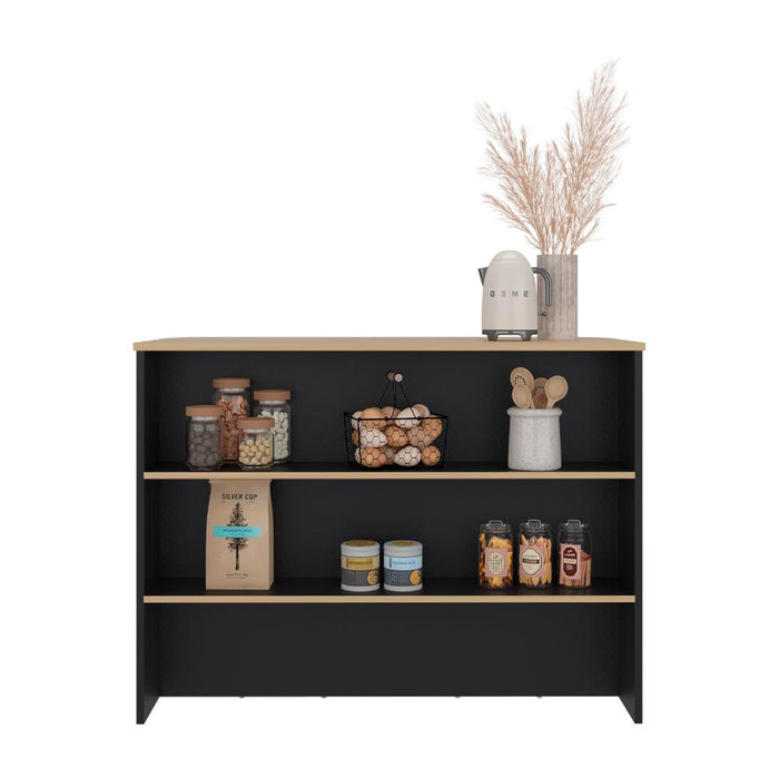 Barra de Cocina Diamante, Wengue y Fresno Europeo, Con Entrepaños