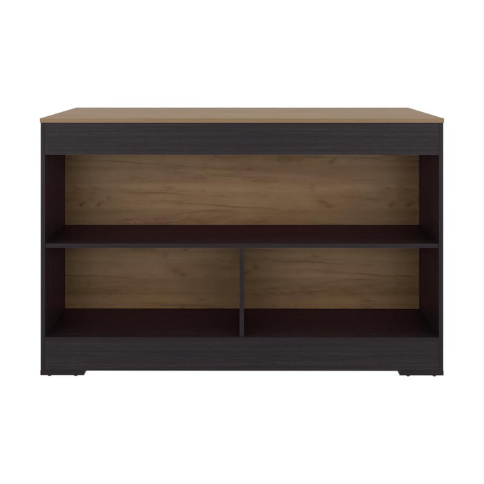 Barra de Cocina Kuho, Kronos Wengue y Krono Fresno, Moderna con variedad de entrepaños y espacios para ubicar objetos de cocina ZF