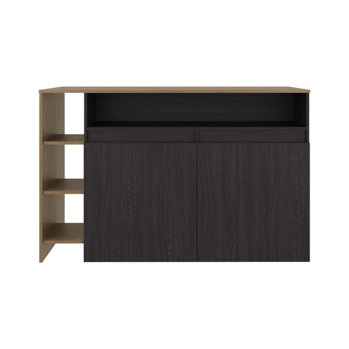 Barra de Cocina Bani, Kronos Wengue y Kronos Fresno, Moderna con entrepaños y puertas ZF