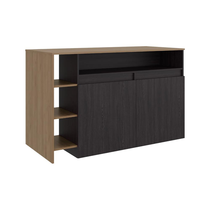 Barra de Cocina Bani, Kronos Wengue y Kronos Fresno, Moderna con entrepaños y puertas ZF