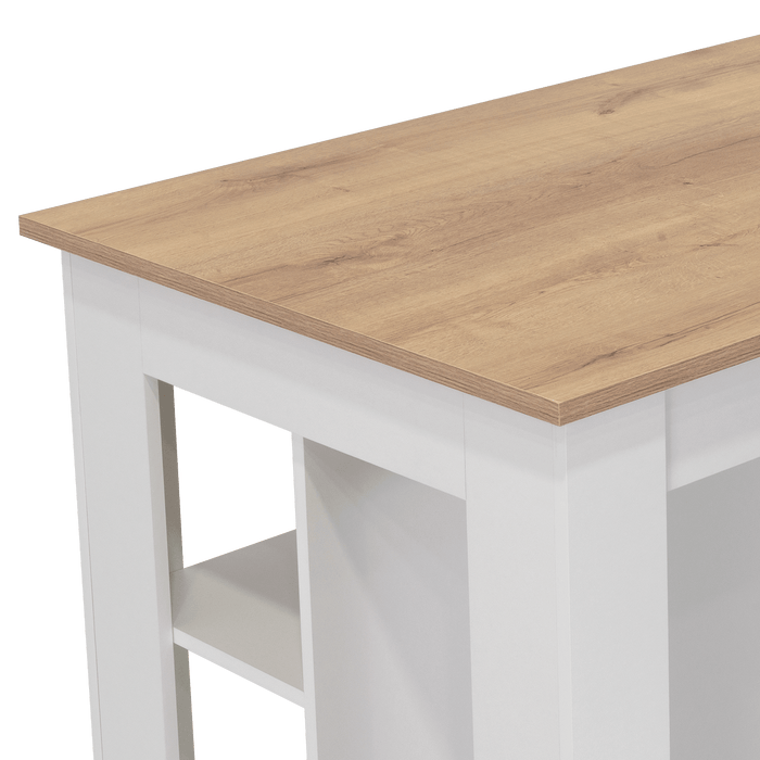 Barra de Cocina Cala, Blanco y Café Claro, Con amplia superficie en la mesa ZF