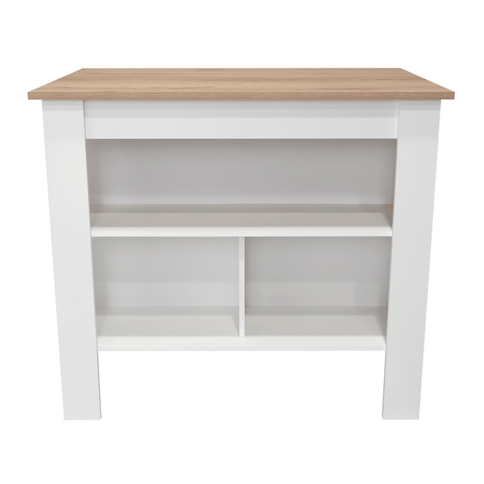 Barra de Cocina Cala, Blanco y Café Claro, Con amplia superficie en la mesa ZF