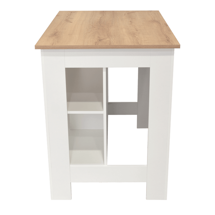 Barra de Cocina Cala, Blanco y Café Claro, Con amplia superficie en la mesa ZF