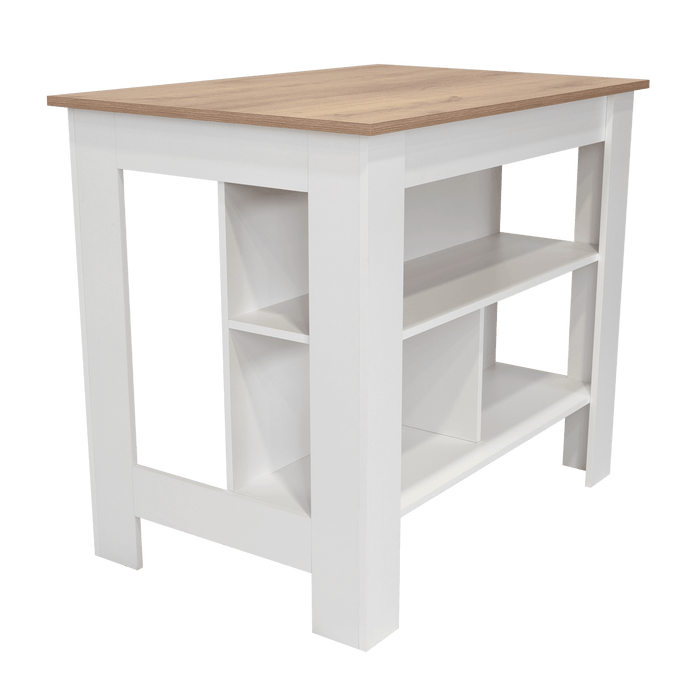 Barra de Cocina Cala, Blanco y Café Claro, Con amplia superficie en la mesa ZF