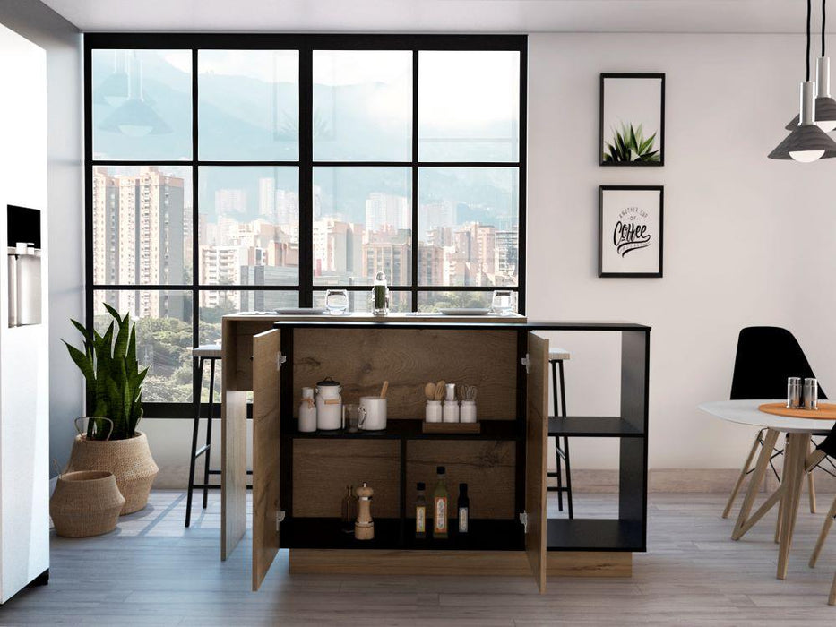 Barra de Cocina Eris, Café Claro y Wengue, con Dos Puertas Batientes  ZF