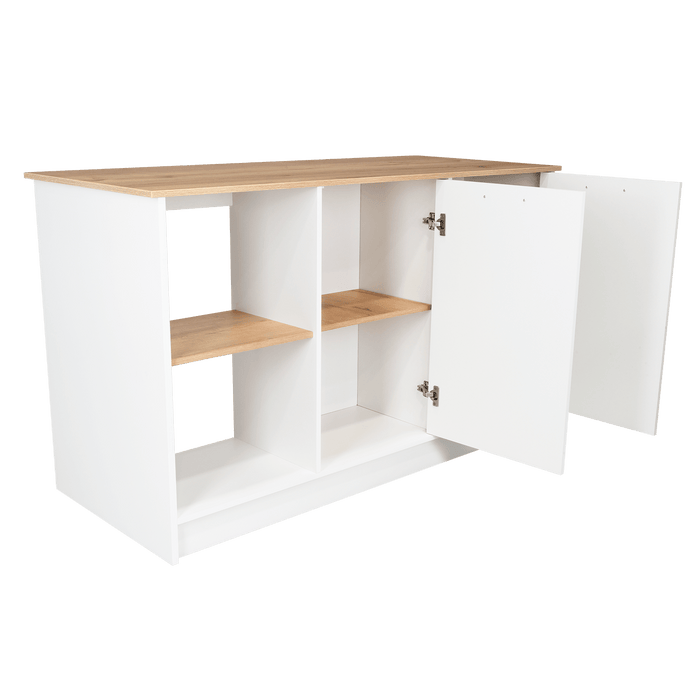 Barra de Cocina Samara, Blanco y Café Claro, con Dos Puertas y Entrepaños ZF