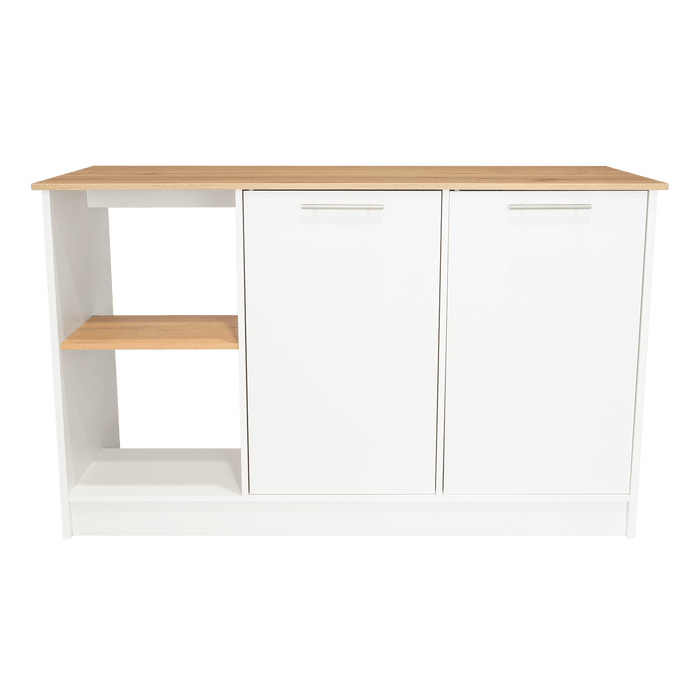 Barra de Cocina Samara, Blanco y Café Claro, con Dos Puertas y Entrepaños ZF