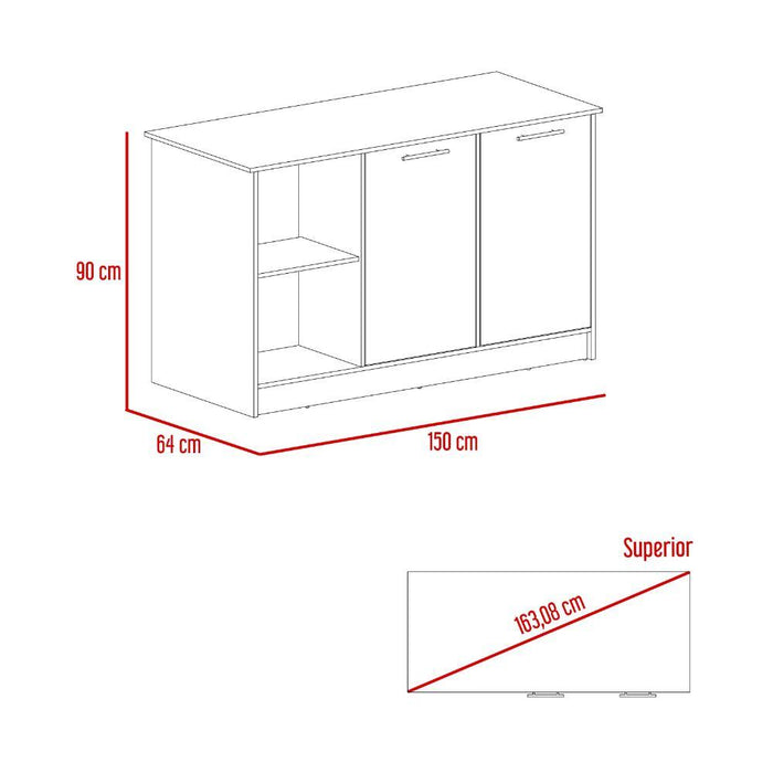 Barra de Cocina Samara, Wengue e Ibiza, con Tres Entrepaños ZF - VIRTUAL MUEBLES