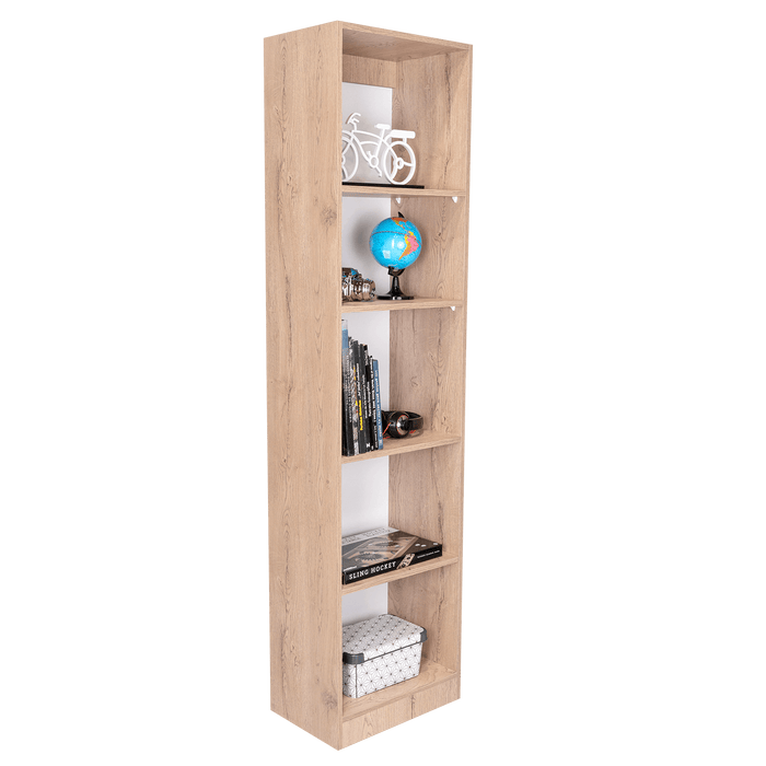 Biblioteca Home Eco, Macadamia y Blanco Duqueza, con Cinco Entrepaños