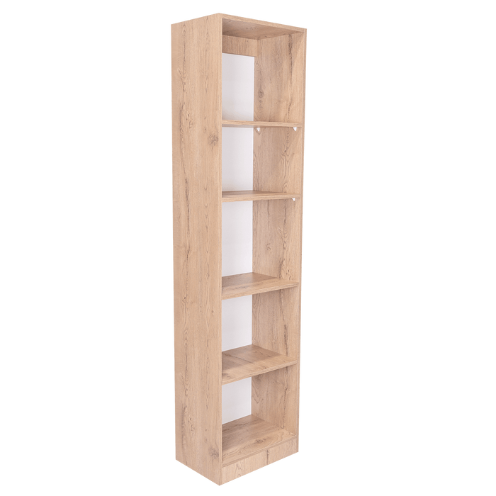 Biblioteca Home Eco, Macadamia y Blanco Duqueza, con Cinco Entrepaños