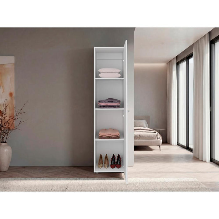 Closet Con Espejo Alma, Kronos Blanco, Diseño moderno con entrepaños y puerta ZF