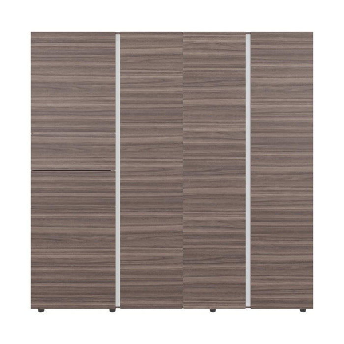 Closet Antalya 200x200, Avellana y Blanco, con 5 puertas abatibles