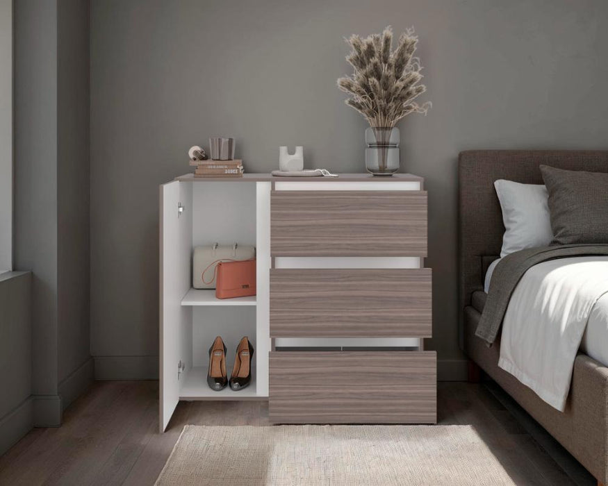 Organizador Niza, Avellana y Blanco, con tres cajones y gran capacidad de almacenamiento