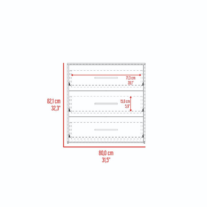 Organizador Montano, Avellana y Wengue, con tres cajones deslizable para guardar objetos personales