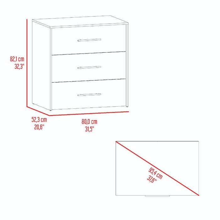 Organizador Montano, Avellana y Wengue, con tres cajones deslizable para guardar objetos personales