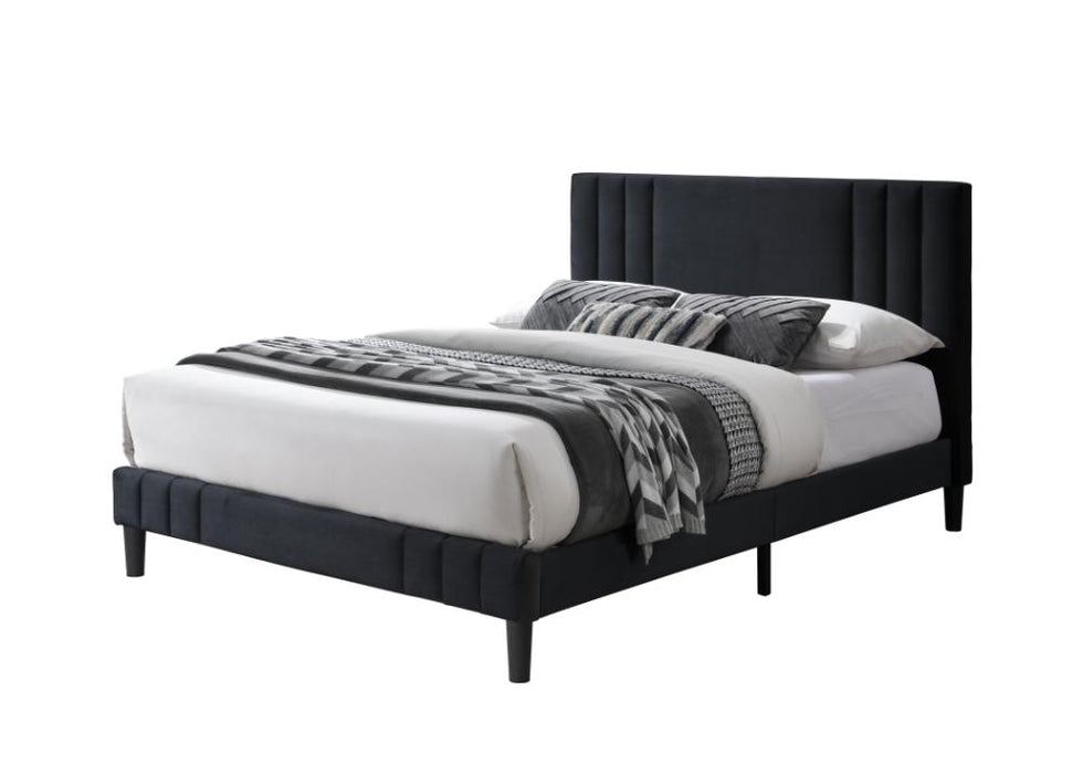 Cama Doble Majestic, Negro, Madera roble tapizada