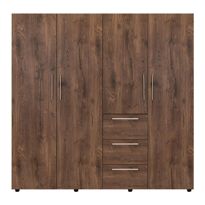 Closet Poche, Avellana, con Tres Cajones Organizadores y Tres Tubos Cromados