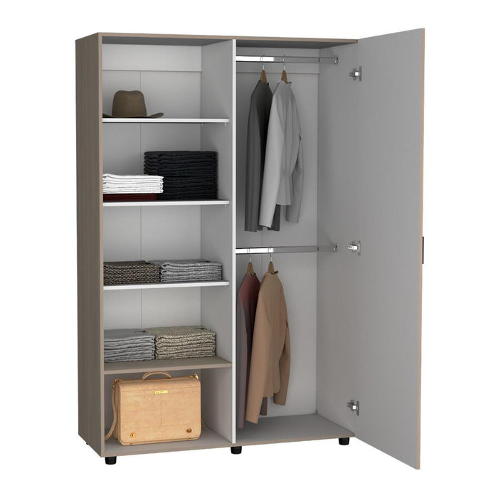 Closet Eco, Positano y Blanco, Pequeño Con Amplios Eespacios Para Guardar Ropa