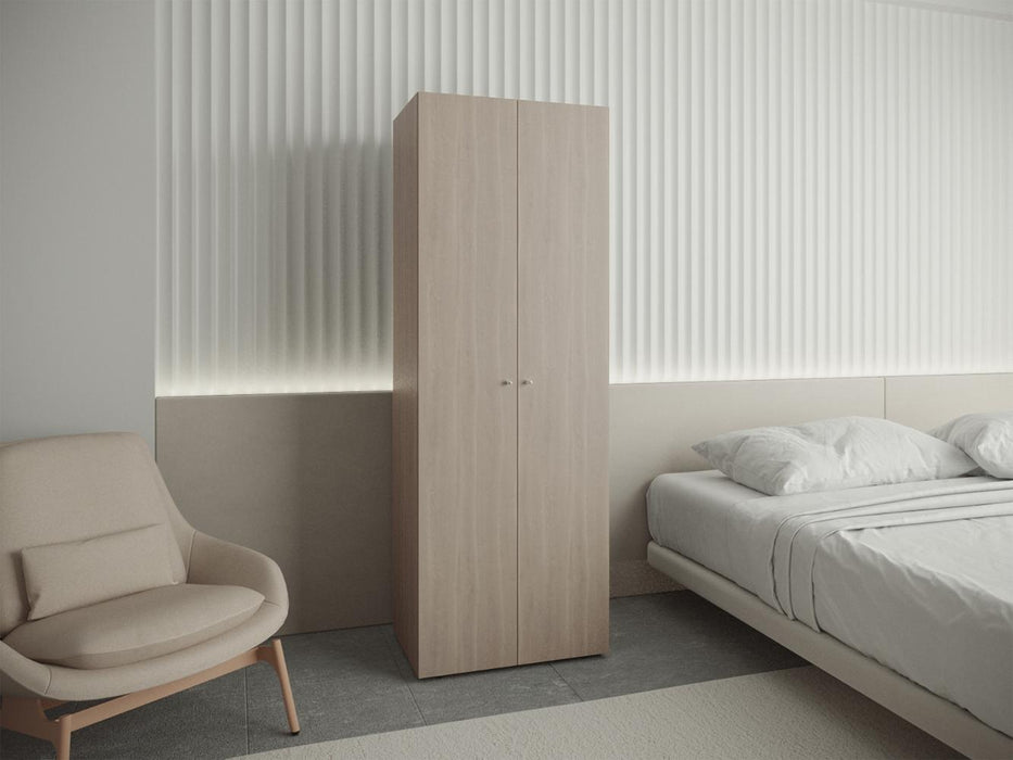 Closet Beico, Positano y Blanco Duqueza, Con Dos Puertas Abatibles y Un Tubo Cromado