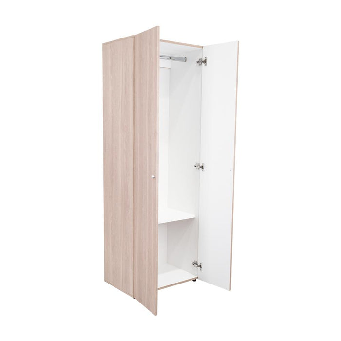 Closet Beico, Positano y Blanco Duqueza, Con Dos Puertas Abatibles y Un Tubo Cromado