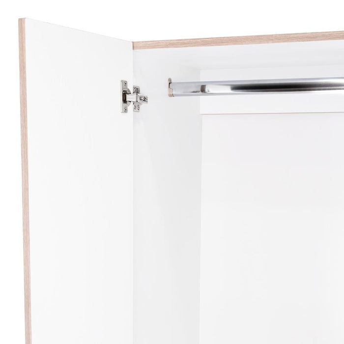Closet Beico, Positano y Blanco Duqueza, Con Dos Puertas Abatibles y Un Tubo Cromado