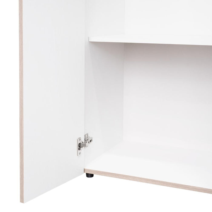 Closet Beico, Positano y Blanco Duqueza, Con Dos Puertas Abatibles y Un Tubo Cromado
