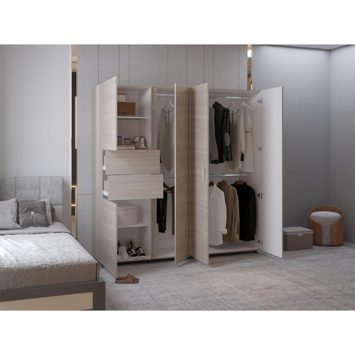 Closet Antalya 200x200, Positano y Blanco, Con Cinco Puertas Abatibles