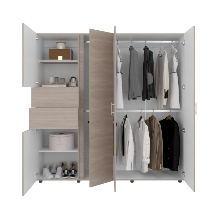 Closet Antalya 200x200, Positano y Blanco, Con Cinco Puertas Abatibles
