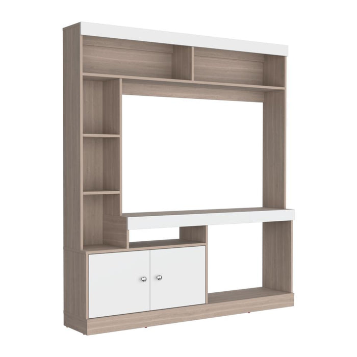 Mesa Para Tv Roy, Bardolino y Blanco, con Espacio Para Televisor de 50 Pulgadas