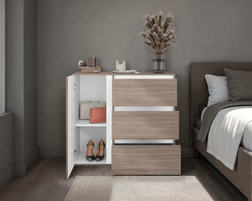 Organizador Niza, Positano y Blanco, con tres cajones y gran capacidad de almacenamiento