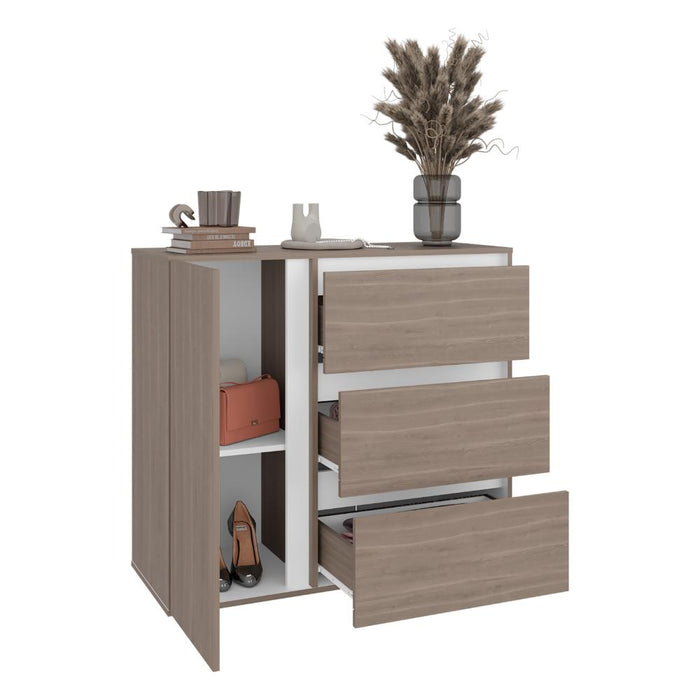 Organizador Niza, Positano y Blanco, con tres cajones y gran capacidad de almacenamiento