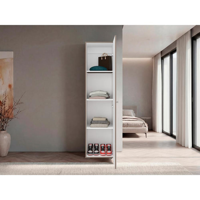 Closet Alma, Bardolino Y Blanco, Con espejo, Una puerta abatible y variedad de entrepaños  ZF