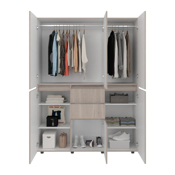 Clóset Siruela 150, Bardolino y Blanco, con Seis Puertas y Gran Capacidad de Almacenamiento