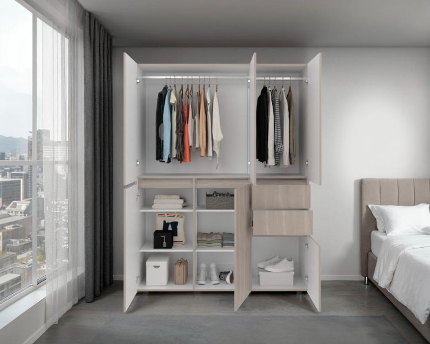 Clóset Siruela 150, Bardolino y Blanco, con Seis Puertas y Gran Capacidad de Almacenamiento