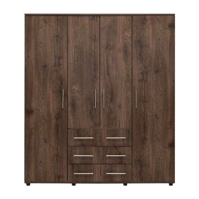 Closet Fontana, Avellana y Blanco, con Cuatro Puertas Abatibles y Tres Cajones Organizadores