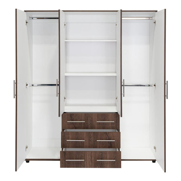 Closet Fontana, Avellana y Blanco, con Cuatro Puertas Abatibles y Tres Cajones Organizadores