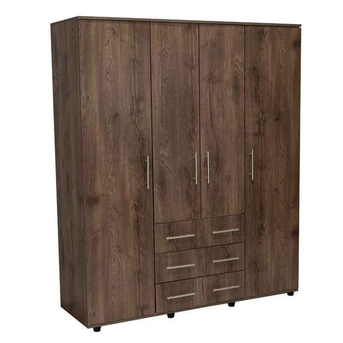 Closet Fontana, Avellana y Blanco, con Cuatro Puertas Abatibles y Tres Cajones Organizadores