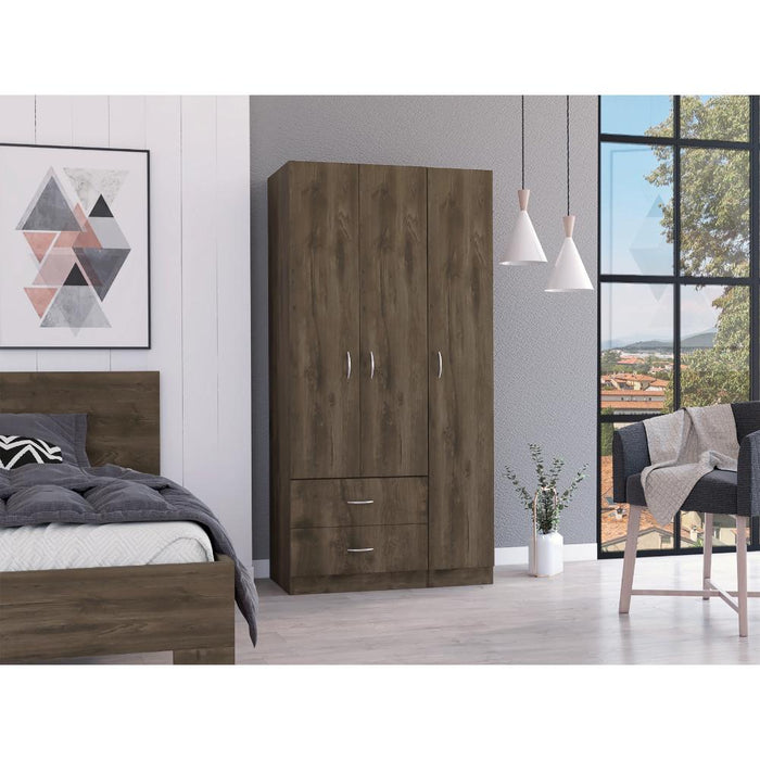 Closet América, Avellana y Blanco, Con Dos Cajones y Variedad De Entrepaños