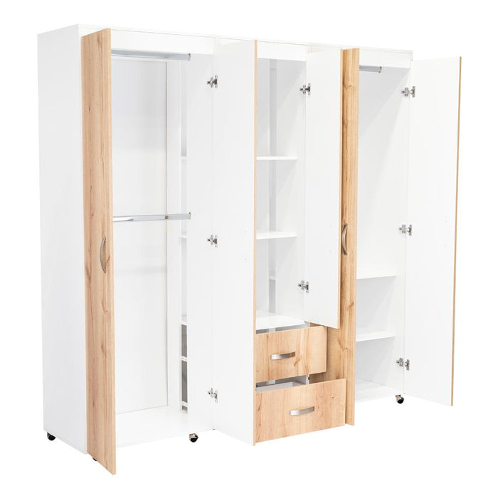Closet Bariloche Bombay, Café Claro y Blanco Duqueza Con Variedad De Entrepaños y Seis Puertas Abatibles