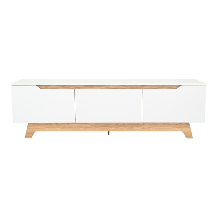 Mesa Para Tv Toulo, Blanco y Fresno, con espacio para TV de 80"