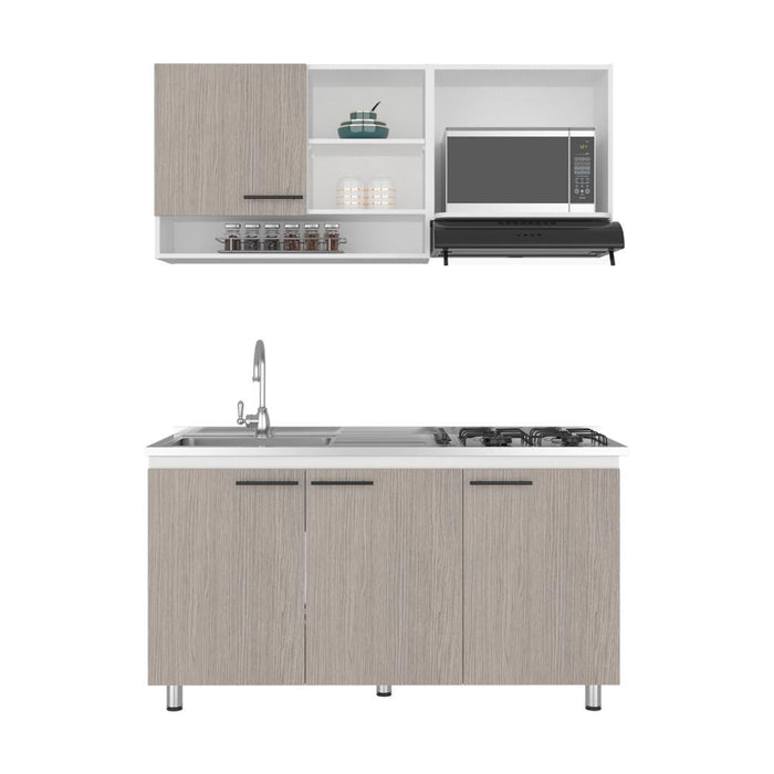 Cocina Integral Orquídea, Blanco Duqueza y Positano, Incluye Mesón Izquierdo