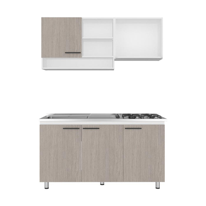 Cocina Integral Orquídea, Blanco Duqueza y Positano, Incluye Mesón Izquierdo