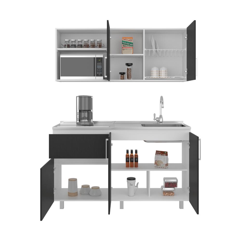 Cocina Integral Ailen, Blanco Duqueza y Wengue, Incluye Mesón Derecho ZF