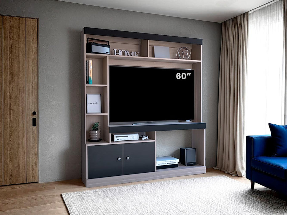 Mesa Para Tv Roy, Bardolino y Wengue, con Espacio Para Televisor de 50 Pulgadas